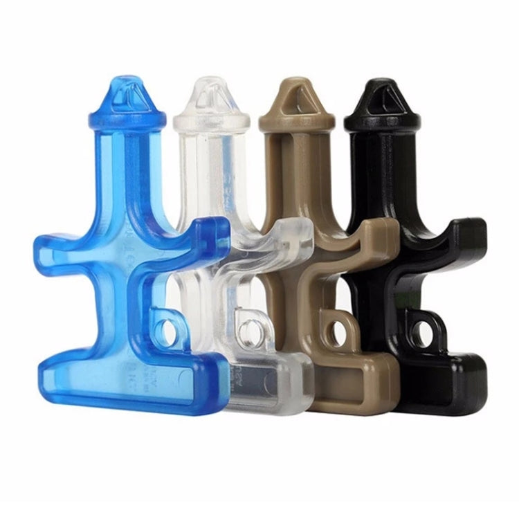 Two-piece finger stinger self-defense tool set in blue, clear, tan, and black