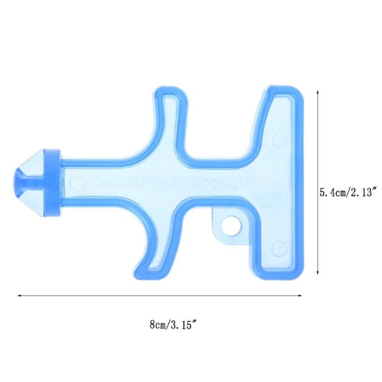 Blue finger stinger self-defense tool with cross-shaped tip, two-piece