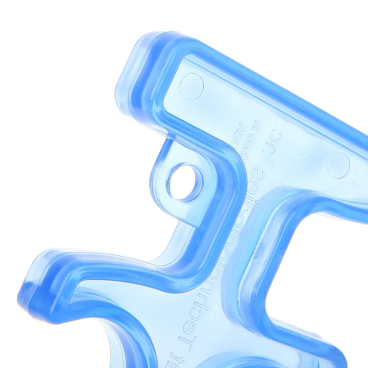 Blue translucent finger stinger self-defense tool, close-up two-piece clip