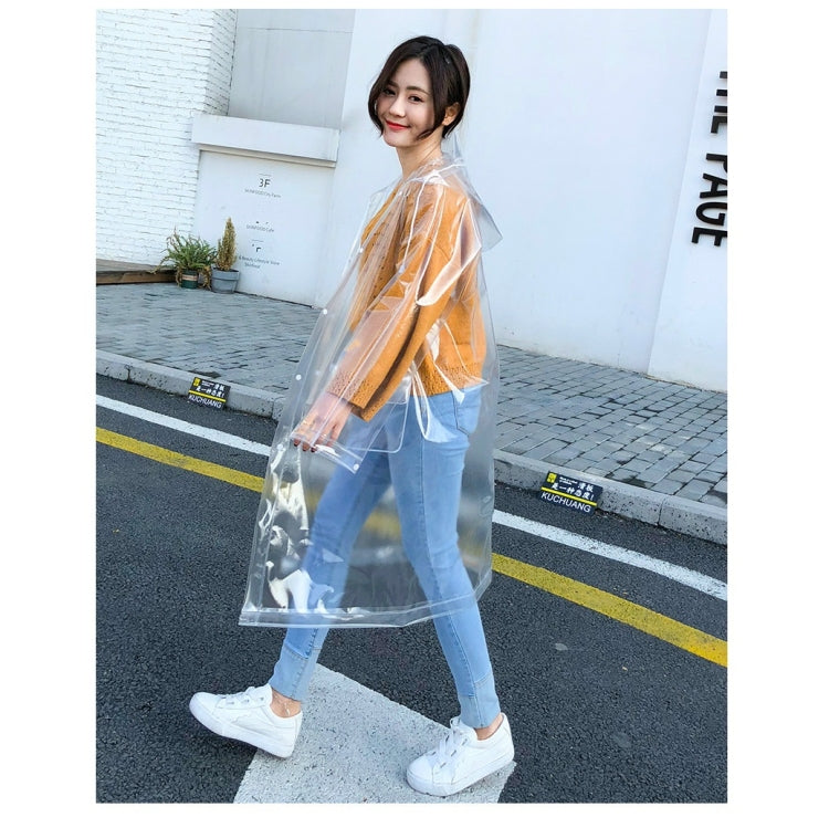 Stylish Portable Outdoor Transparent EVA Raincoat, M, L, XL