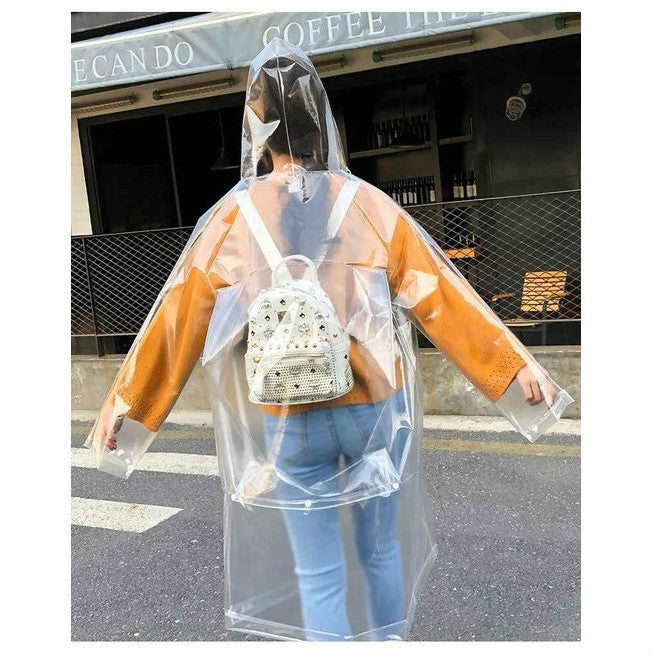 Stylish Portable Outdoor Transparent EVA Raincoat, M, L, XL