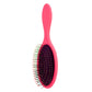 Pink oval scalp massaging hair brush with pin bristles on black pad