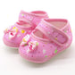 Pink baby prewalker shoes with bow detail and cute printed pattern, soft sole