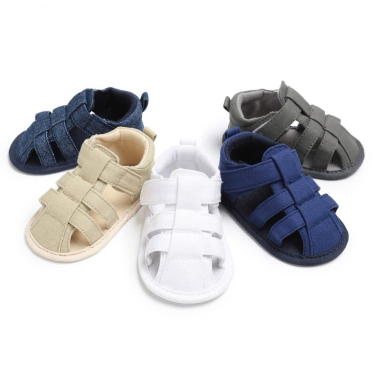 Toddler canvas sandals set in beige, white, and navy, each with Velcro straps