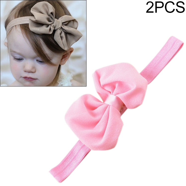 2-pack baby chiffon bow headbands with gray bow and matching elastic band