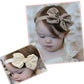 2-pack baby chiffon bow headbands with cream and gray fabric bows