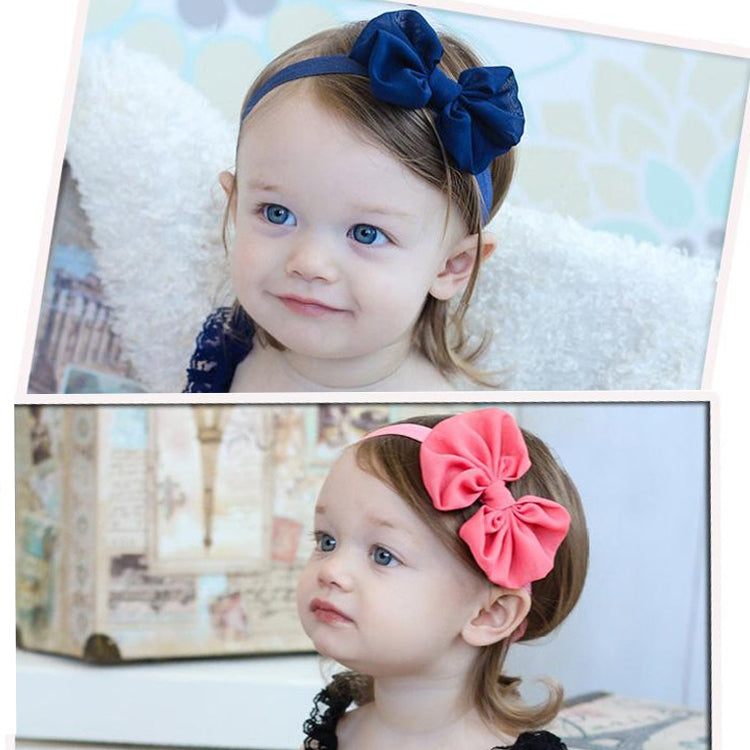 2-pack baby chiffon bow headbands with blue and pink fabric bows