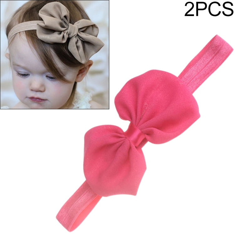 2-pack baby chiffon bow headbands with bright pink bow and matching elastic band