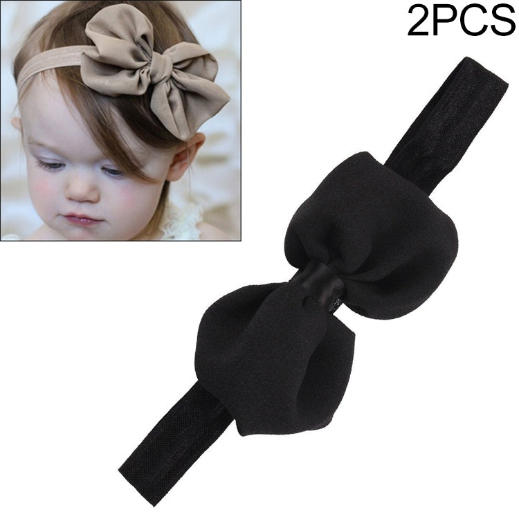 Baby headband set with chiffon bow, dark black ribbon bow on elastic headband