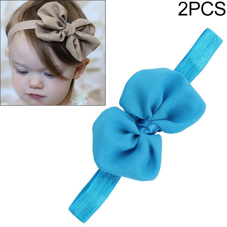 Baby headband set with chiffon bow, bright blue ribbon bow on elastic headband