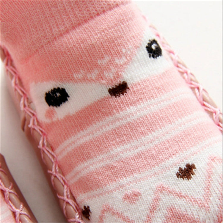 Pink striped toddler non-slip socks with bear faces and stitched grip sole