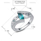 Sterling silver ring diagram with blue teardrop gemstone and labeled dimensions