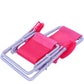 Mini folding canvas chair recliner with pink seat fabric and silver folding frame