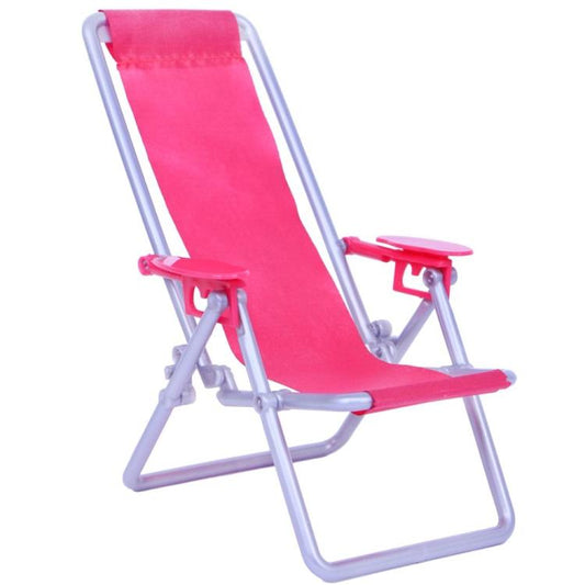 1:6 Folding Canvas Beach Chair Recliner for Doll, Folding Canvas Beach Chair
