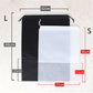 Shoe storage bag size chart showing 32x44cm and 27x36cm drawstring pouches