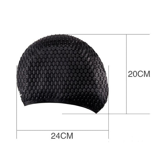Larger Version Water Drop Shape Silicone Swimming Cap, Larger Version (Pink), Larger Version (Orange), Larger Version (Gray), Larger Version (Black), Larger Version (Blue)