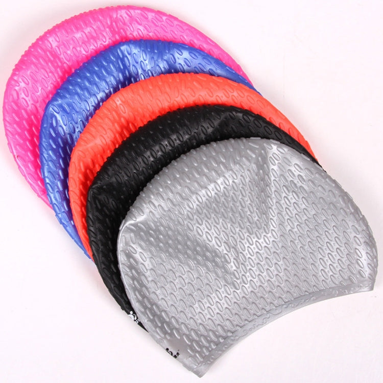 Larger Version Water Drop Shape Silicone Swimming Cap, Larger Version (Pink), Larger Version (Orange), Larger Version (Gray), Larger Version (Black), Larger Version (Blue)