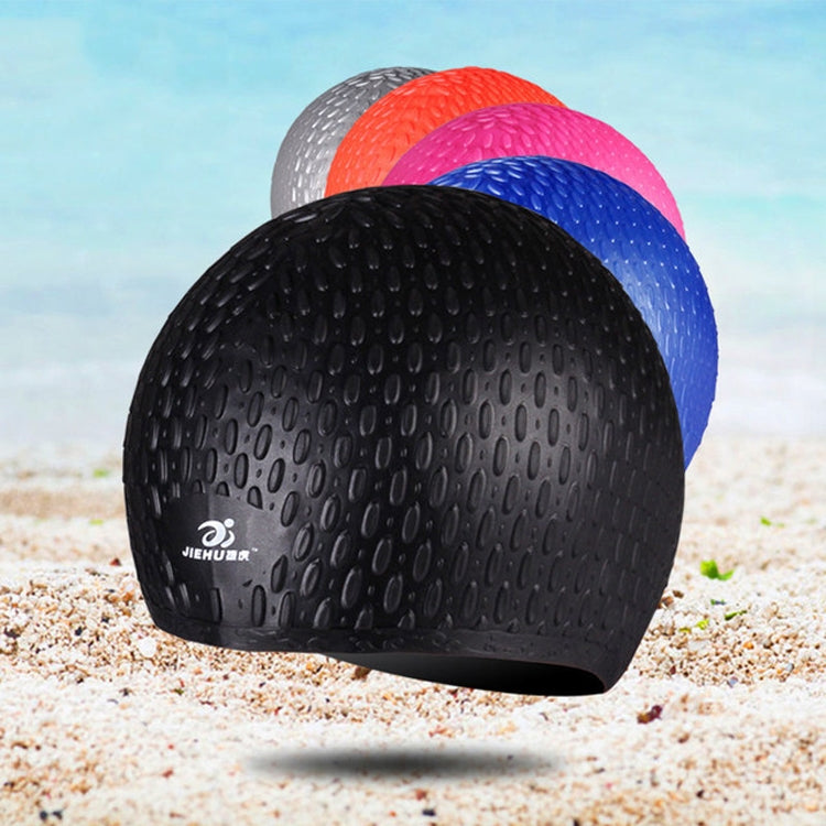 Larger Version Water Drop Shape Silicone Swimming Cap, Larger Version (Pink), Larger Version (Orange), Larger Version (Gray), Larger Version (Black), Larger Version (Blue)