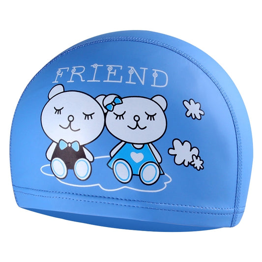 Children Waterproof Hair Care PU Coated Cartoon Pattern Swimming Cap, PU Coated (Blue Bear), PU Coated (Pink Bear), PU Coated (Blue Shark), PU Coated (Pink Shark)