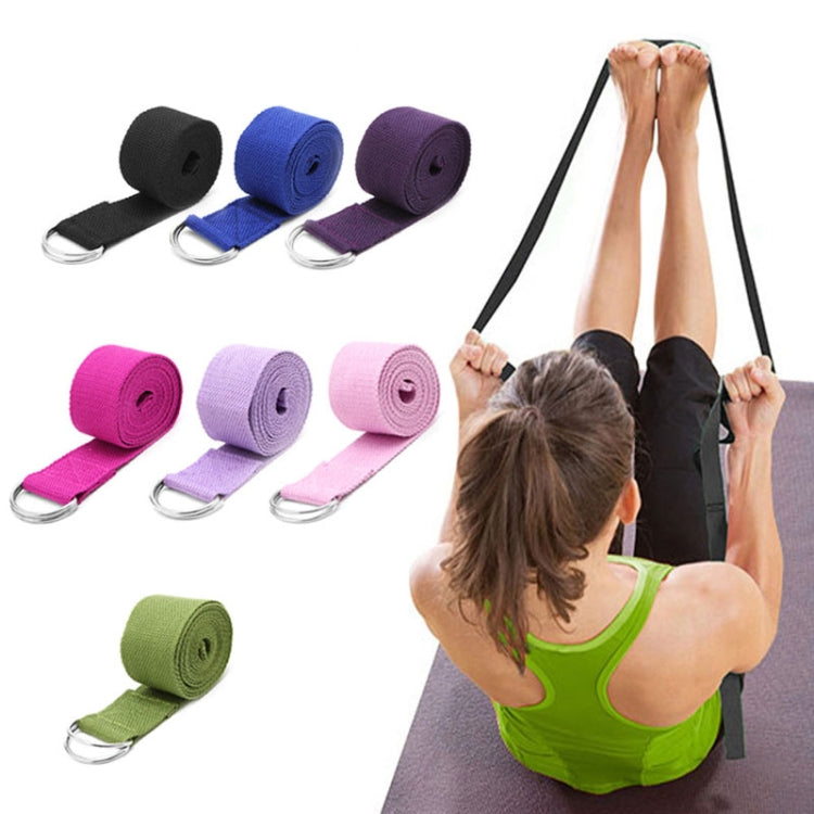 Yoga stretch belt used for stretching, with metal ring and long strap