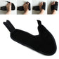Soft bunion corrector toe separator splint, black fabric U-shaped brace with straps