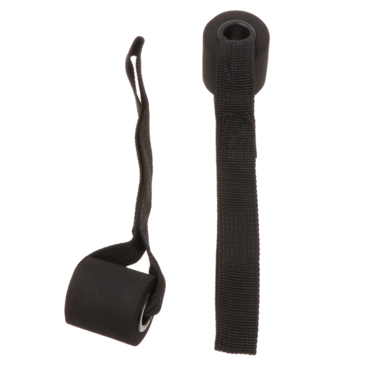 Black door tension rope with fabric loops and padded end handle grip