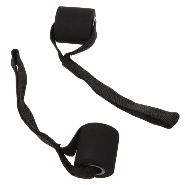 Black hanging tension rope with padded handle and adjustable fabric straps