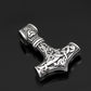 Engraved metal Viking hammer pendant charm with filigree and knot details