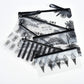 Transparent PVC cosmetic bag set with black zipper and mixed tropical print fronts, wrist loop