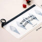 Transparent PVC makeup bag with pineapples line art print, black zipper and wrist loop