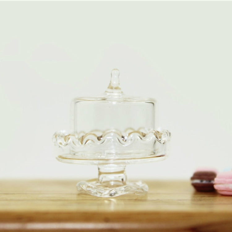Mini clear candy jar with ornate lid and pedestal