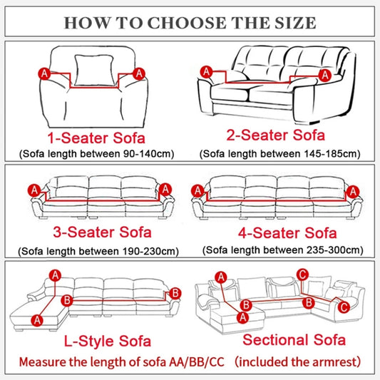 Sofa All-inclusive Universal Set Sofa Full Cover Add One Piece of  Pillow Case, Single Seater(90-140cm), Two Seater(145-185cm), Three Seater(190-230cm), Four Seater(235-300cm)