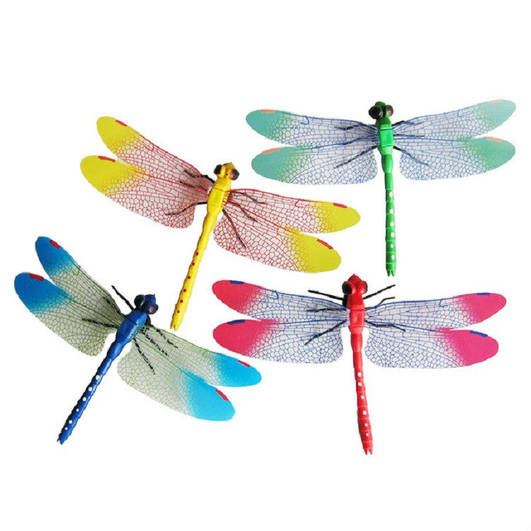 Colorful dragonfly wall decor set with translucent wings, red blue green yellow