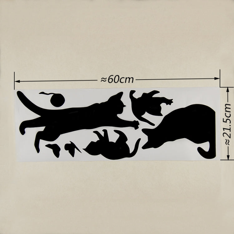 Cat wall sticker sheet showing black cat silhouettes and small flying butterflies