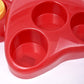 Red paw slow feeder bowl with empty treat compartments and raised rim