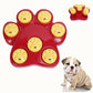 Red paw puzzle slow feeder bowl with yellow smile inserts