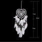 White heart dream catcher hanging ornament with lace web, feathers, and bead tassels