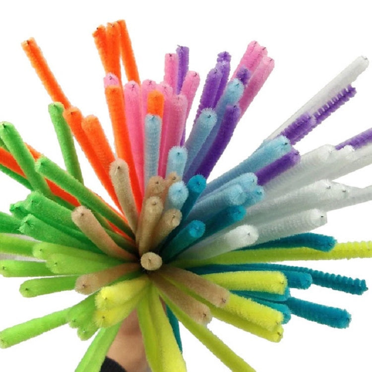 Rainbow plush chenille stick bundle, spread fan shape with colorful ends