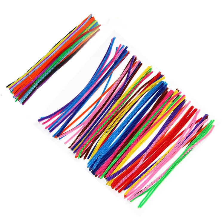 Plush chenille sticks assortment, neatly grouped rainbow strands