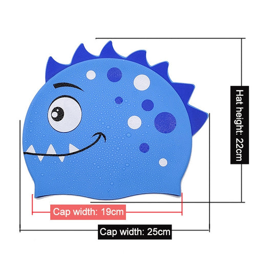 Children Cartoon Dinosaur Comfortable Silicone Swimming Cap, Children Swimming Cap(Blue1), Children Swimming Cap(Blue2), Children Swimming Cap(Green1), Children Swimming Cap(Green2), Children Swimming Cap(Pink)