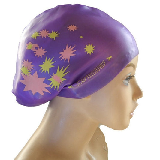 Printed Silicone Swimming Cap Waterproof Swimming Cap for Long Hair, Long Hair Printed Swimming Cap(Pink), Long Hair Swimming Cap, Long Hair Printed Swimming Cap(Purple), Long Hair Printed Swimming Cap(Gray), Long Hair Printed Swimming Cap(Navy Blue)  ...