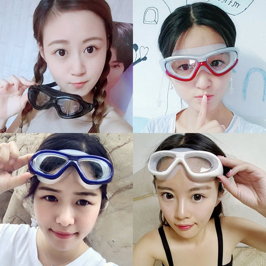 J8150 Eye Protection Flat Light Adult waterproof Anti-fog Big Frame Swimming Goggles with Earplugs, J8150 (Transparent Black), J8150 (Transparent Red Silver), J8150 (Transparent White), J8150 (Smoky Black), J8150 (Transparent Blue)                     ...