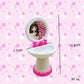 Dollhouse wash basin and toilet set with pink trim, size-marked