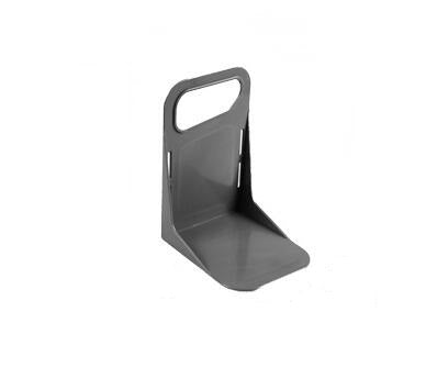 Gray plastic car trunk partition baffle bracket with top handle cutout