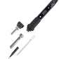 Black handle soldering iron with LCD control strip and included tips