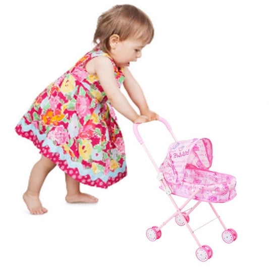 Children Doll House Toys Folded Canopy Iron Stroller, Iron Stroller