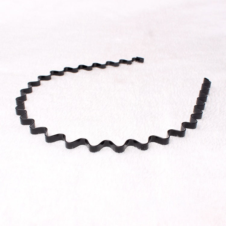 2-piece black wavy zigzag hair headbands, flexible loop bands (set of 2)