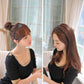Black wavy zigzag hair headbands worn on updo and long hair, 2 pcs