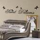“Sweet Dreams” wall decal with black butterflies and elegant cursive script