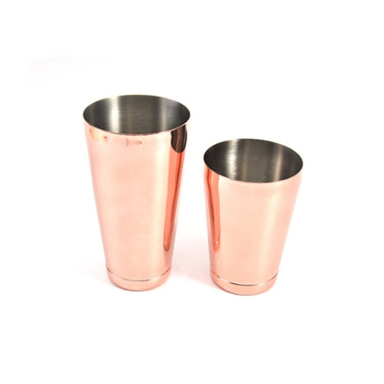 Rose gold metal cocktail cups with brushed interiors, two-piece set